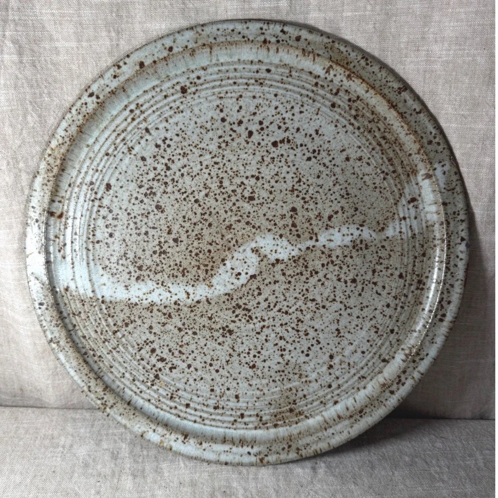 Studio Pottery Plates Good Hand Thrown Speckled Stoneware Set of 2 Signed 10.5